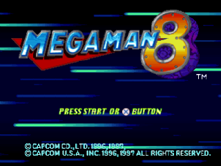 Mega Man 8 title screen for Playstation